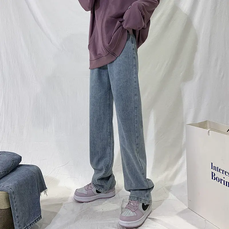 

Woman Jeans Pants High Waist Loose Autumn Winter Straight Pants