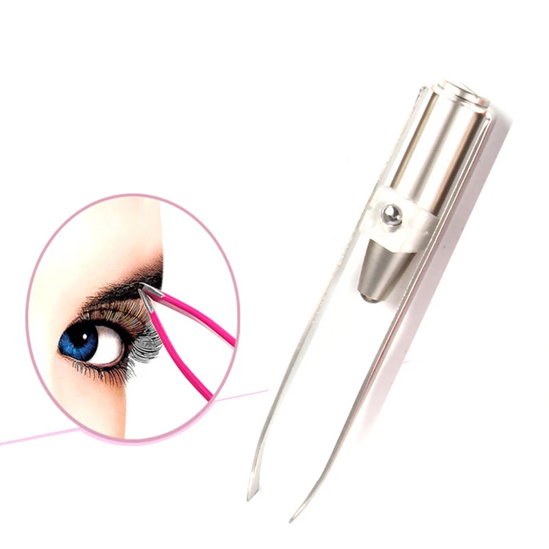 1 шт. портативный светодиодный Пинцет из нержавеющей стали для бровей инструмент