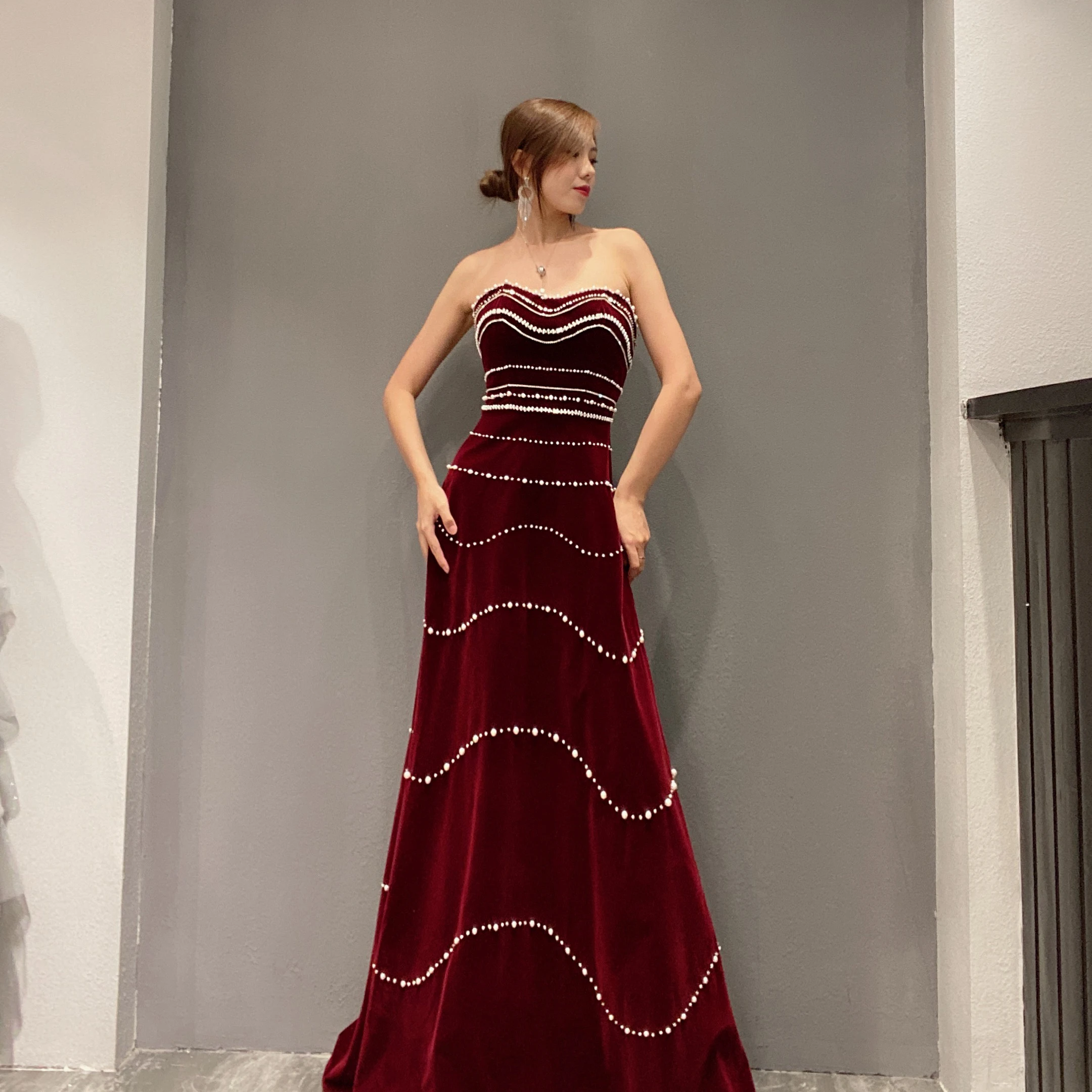 

luxury Dubai Sequined wedding Evening Dresses 2021 A-line Sleeves Gowns dress for women 2021 luscious delia