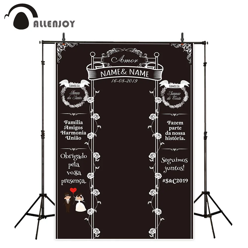 Allenjoy Романтический Обручение фон Цветочное сердце фразу доске принадлежности
