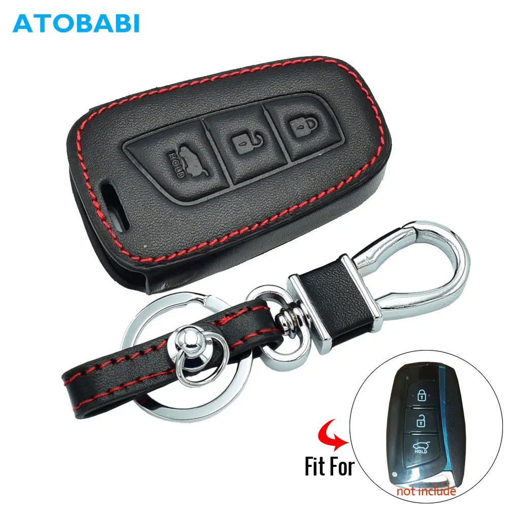 Кожаный чехол для ключей с 3 кнопками для hyundai Grand Santa Fe IX45 Smart Remote Fob Shell, чехол для ключей, защитная сумка, авто аксессуар