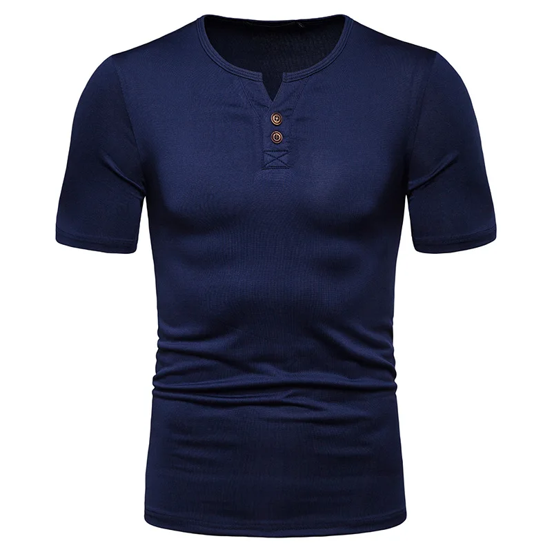 Мужская футболка с v-образным вырезом Henley повседневная Дизайнерская коротким