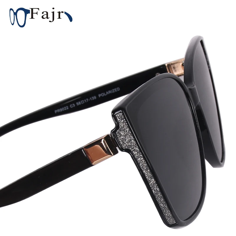 Женские солнцезащитные очки кошачий глаз винтажные черные с линзами роскошные