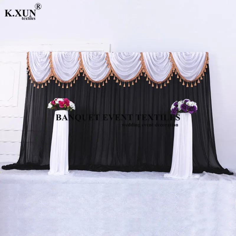 Tel&oacute;n de fondo de seda de hielo para boda, escenario con colores de Swag tel&oacute;n de fondo, decoraci&oacute;n para eventos y fiestas, 10 pies, 20 pies-4