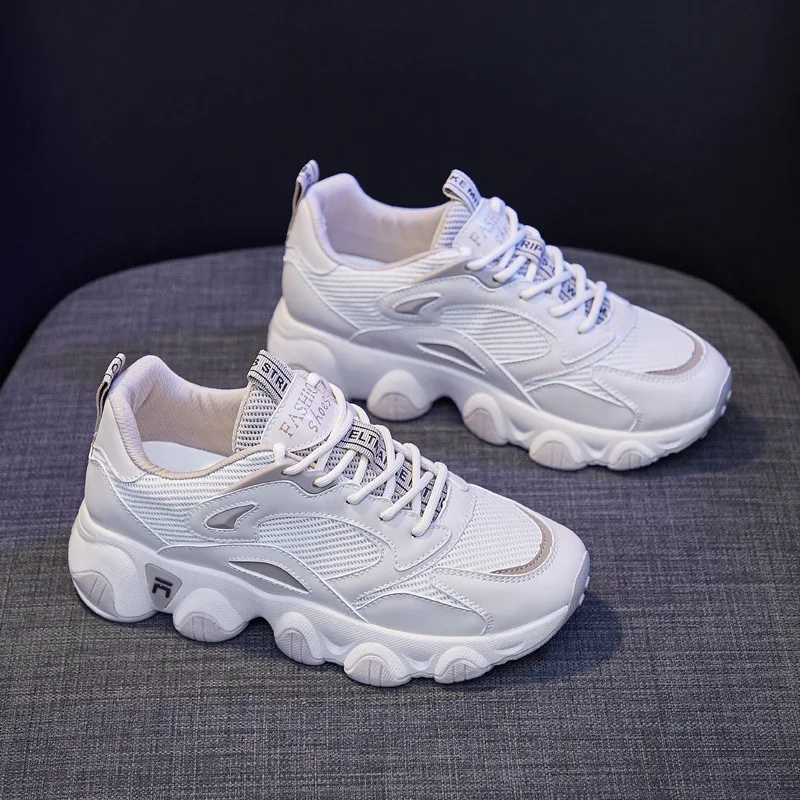 

Increased Wedges Shoes Women White Sneakers Breathable for Spring 2021 White Shoes Student Casual Platform Sneakers Comfortable