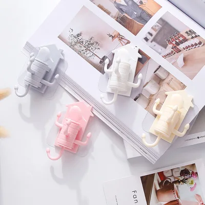 Креативный стерео вращающийся крючок без следов для ванной прочный клей ключей