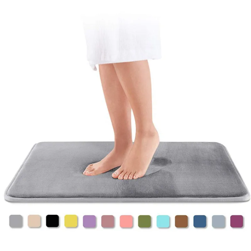 

Non-slip Bath Mat in the Bathroom Soft Coral Fleece Memory Foam Bathroom Carpet Kitchen Area Rugs Toilet Floor Doormat Washable
