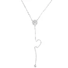 Модное женское ожерелье из стерлингового серебра 925 пробы с большим кубическим цирконием, Y-образное ожерелье с длинной цепочкой, розовое золото, модная Подарочная цепочка