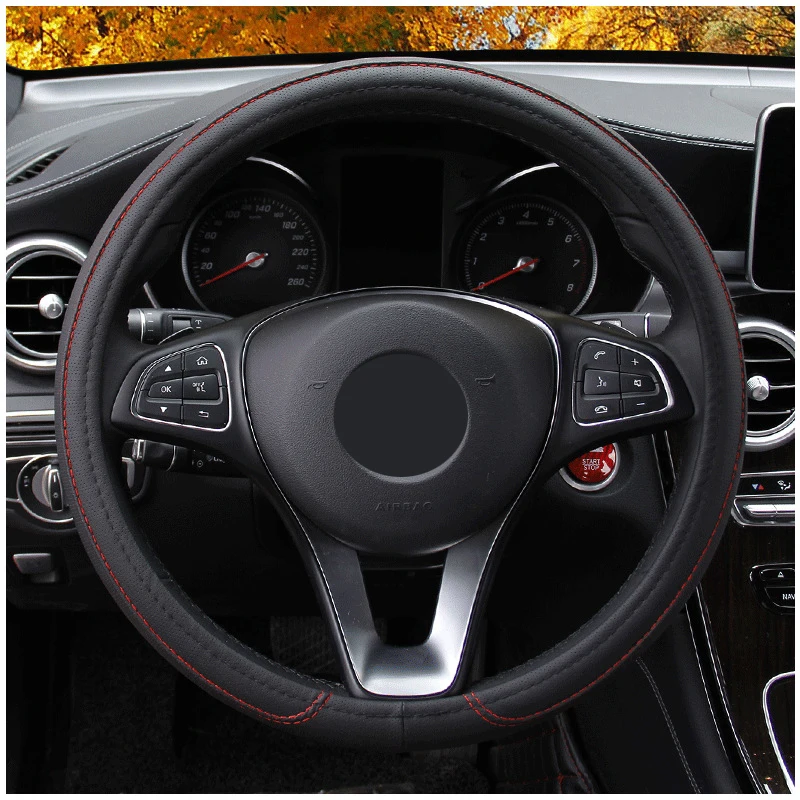 

Car Trunk Steering Wheel Cover Artificial Leather Wrap Bus Truck For 36 38 40 42 45 47 50 CM Universal Braid on Steering-wheel