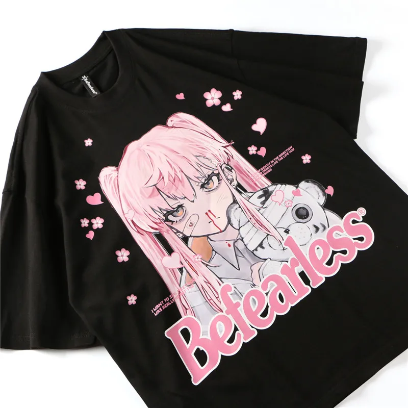 

2021 Anime T Shirt Harajuku Manga Print Summer T-Shirts Hip Hop Japanese Oversized Tops Tees Fashion Casual Cotton Men Clothing