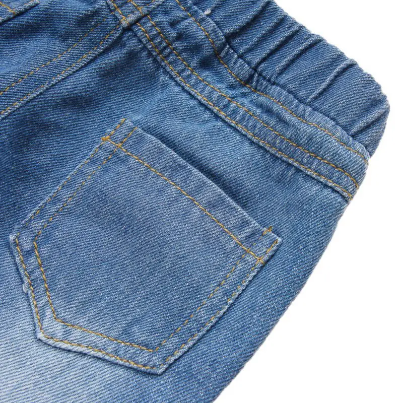 

Kids Pant Autumn Boy Girl Denim Pant Patchwork Plaid Hole Design Loose Denim Long Pants