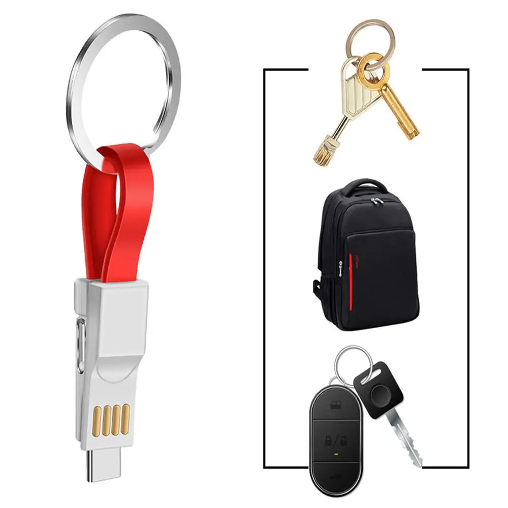 EastVita 3-in-1 USB Cable Micro Type C For iPhone X Samsung Xiaomi Mini Keychain Charger Charging Cables Adapter r60 | Электроника
