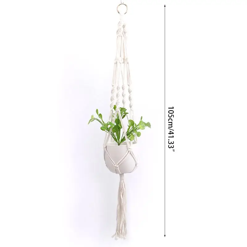 

34YF Linen Hanging Basket Flowerpot Macrame Plant Hangers Indoor Outdoor Planter Garden Cotton Rope Weave Planter