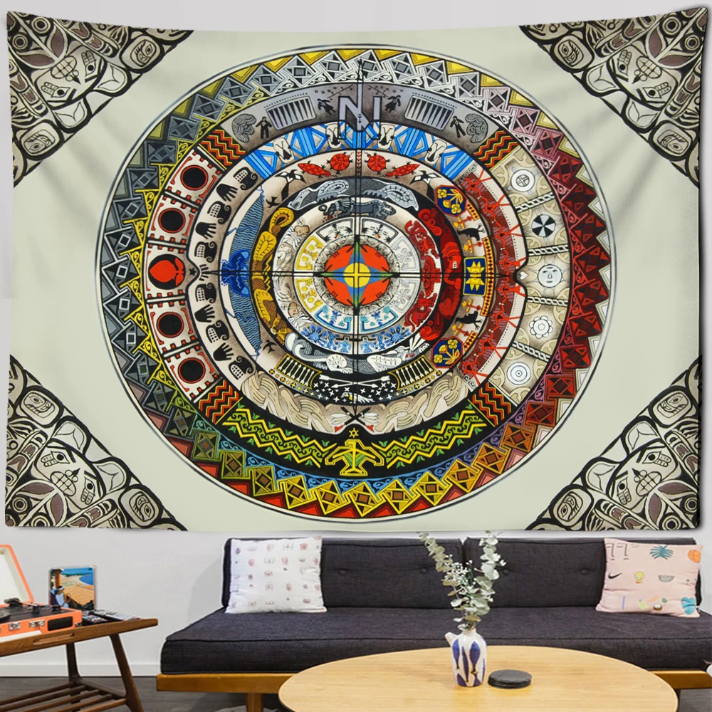 Гобелен Мандала Таро настенный Зодиак астролябический солнце и луна Фон Ткань