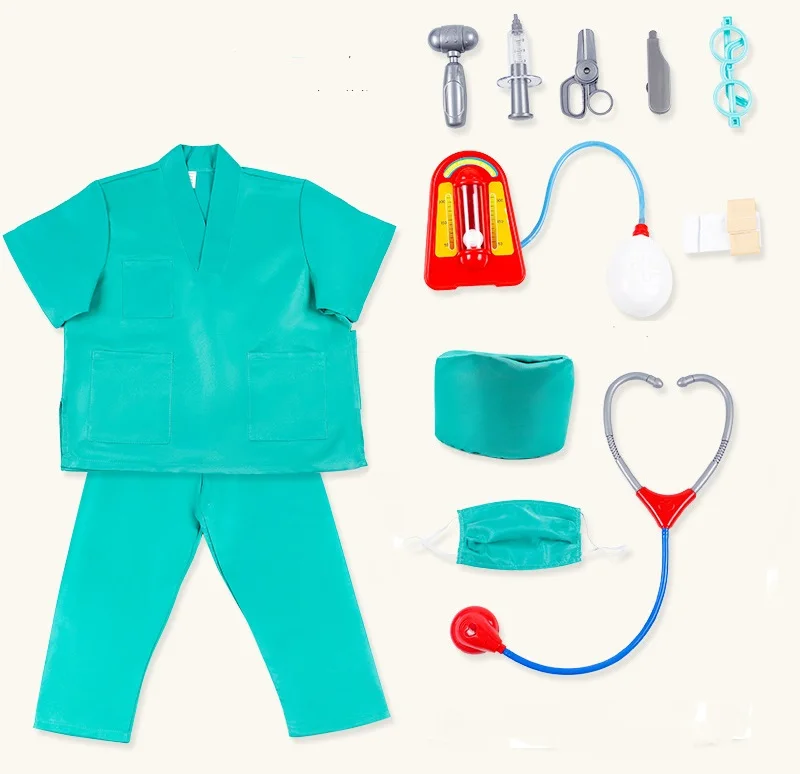 

Детская одежда для выступлений, зеленая Хирургическая Одежда для доктора, косплей-костюм для детского сада, платье для косплея на Хэллоуин