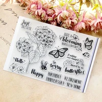 transparent rubber stamps flowers butterfly words clear stamps seal for diy scrapbooking card making photo album decor crafts