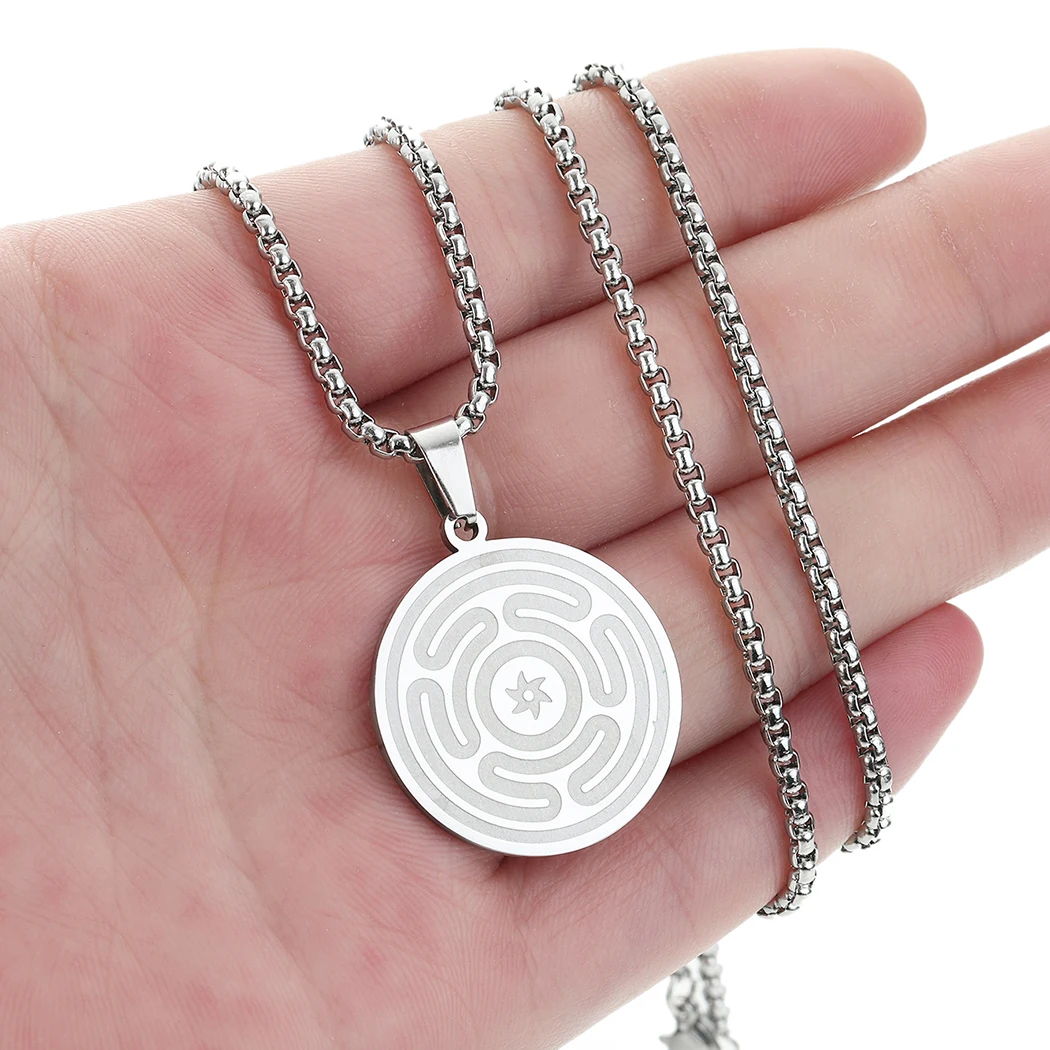 

2022Now ожерелье Hekate's Magic Strophalos, подвеска из нержавеющей стали, подвеска в виде символа колеса, цепочка, бедра, женские/мужские амулеты, ювелирны...