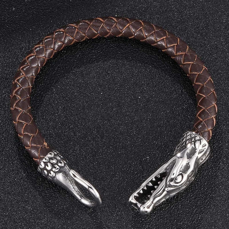 Креативный мужской браслет из нержавеющей стали с животными мужские ювелирные
