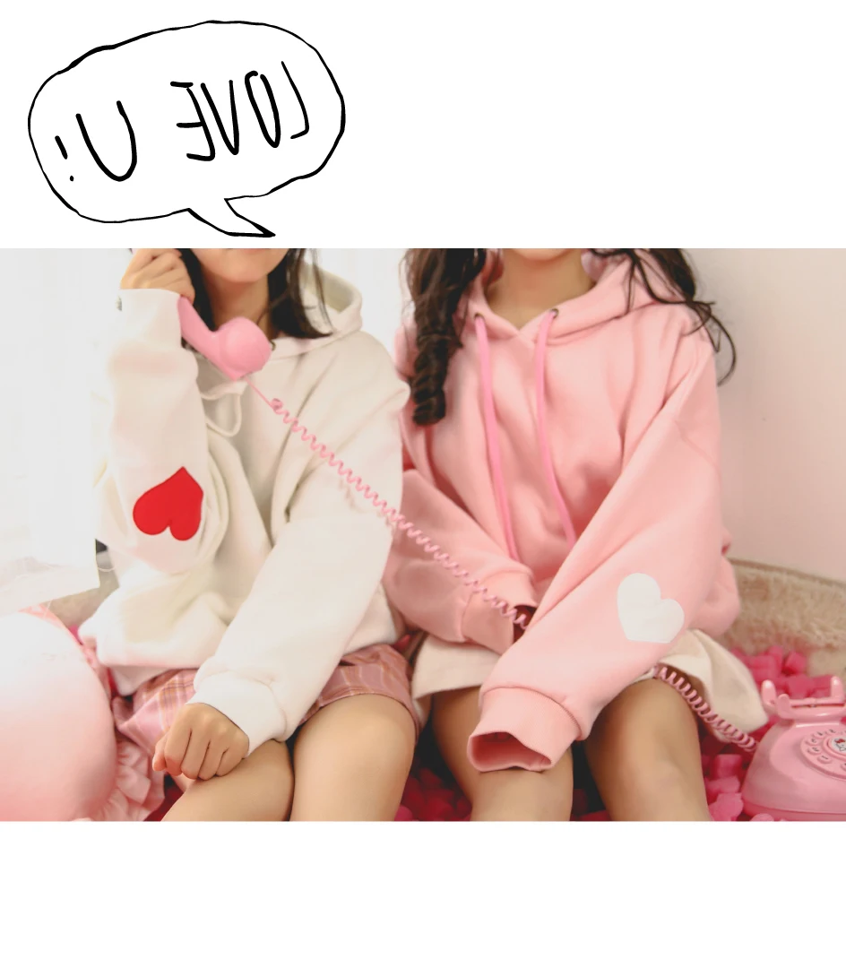Японская уличная Kawaii Милая толстовка с капюшоном для женщин худи с вышивкой милые толстовки с длинными рукавами пуловеры Mujer