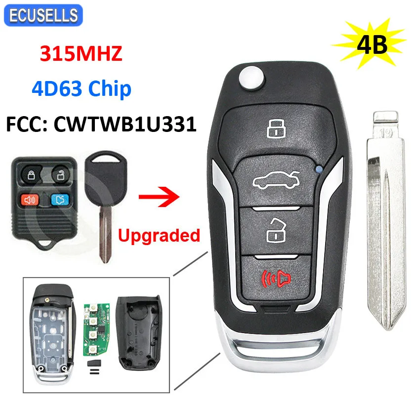 Обновленный 3 + 1/4 кнопочный раскладной дистанционный умный Автомобильный ключ 315