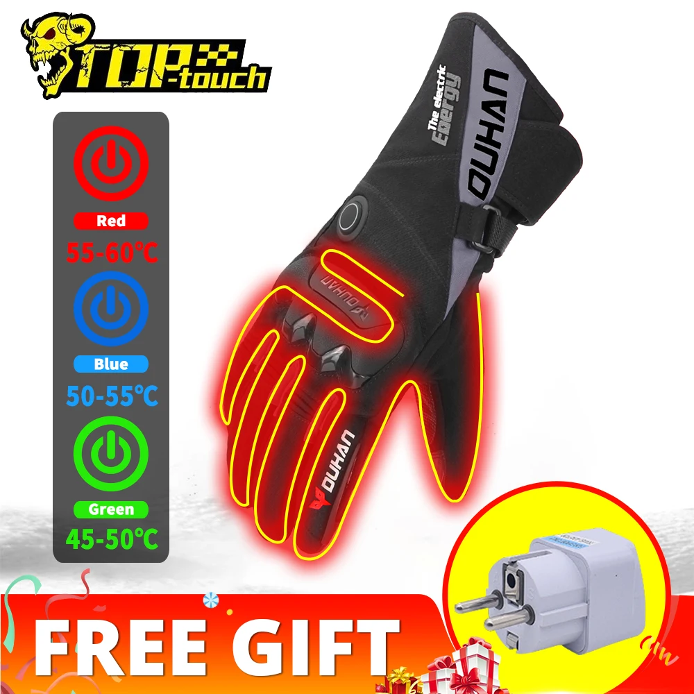 DUHAN перчатки для мотокросса с подогревом зимы Перчатки мотоциклистов