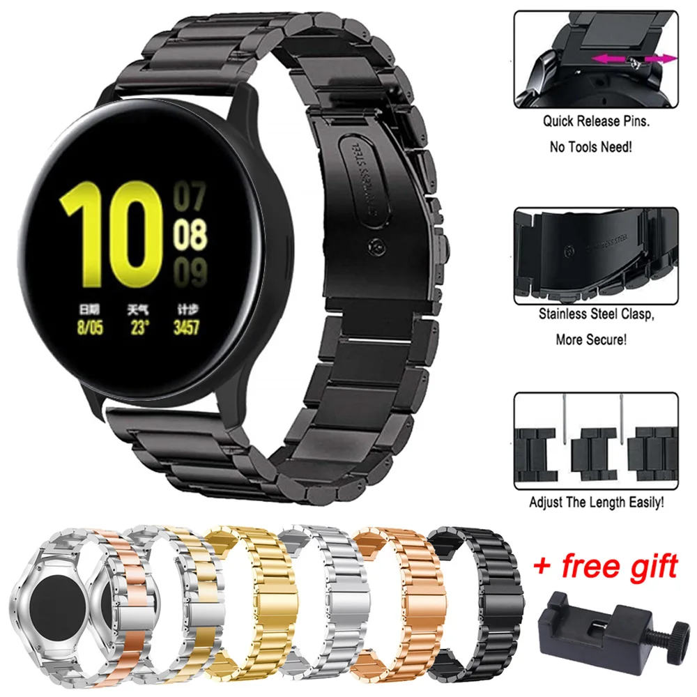 20 мм ремешок для часов Samsung galaxy Watch Active 2 44 40 браслет из нержавеющей стали Ремешки