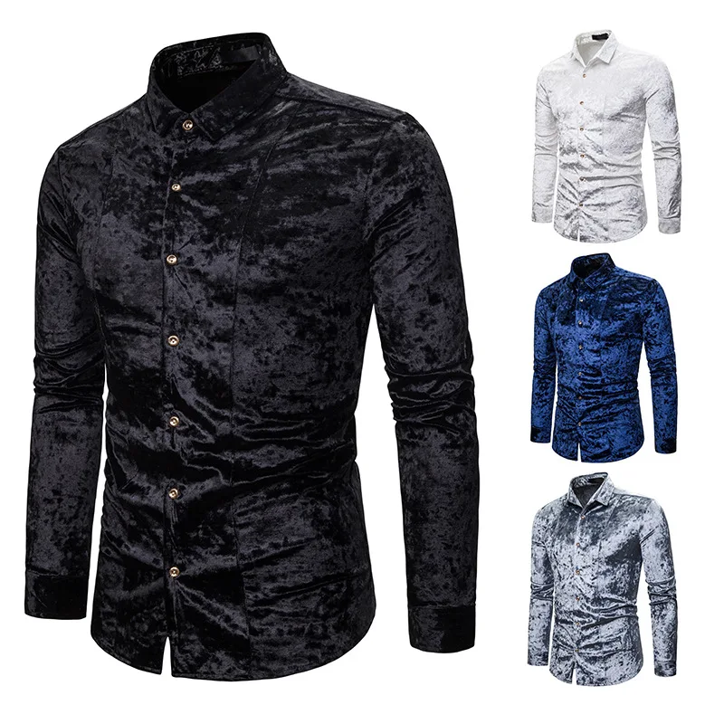 Мужская рубашка смокинг однотонная серебристая на весну 2019|Рубашки для смокинга|