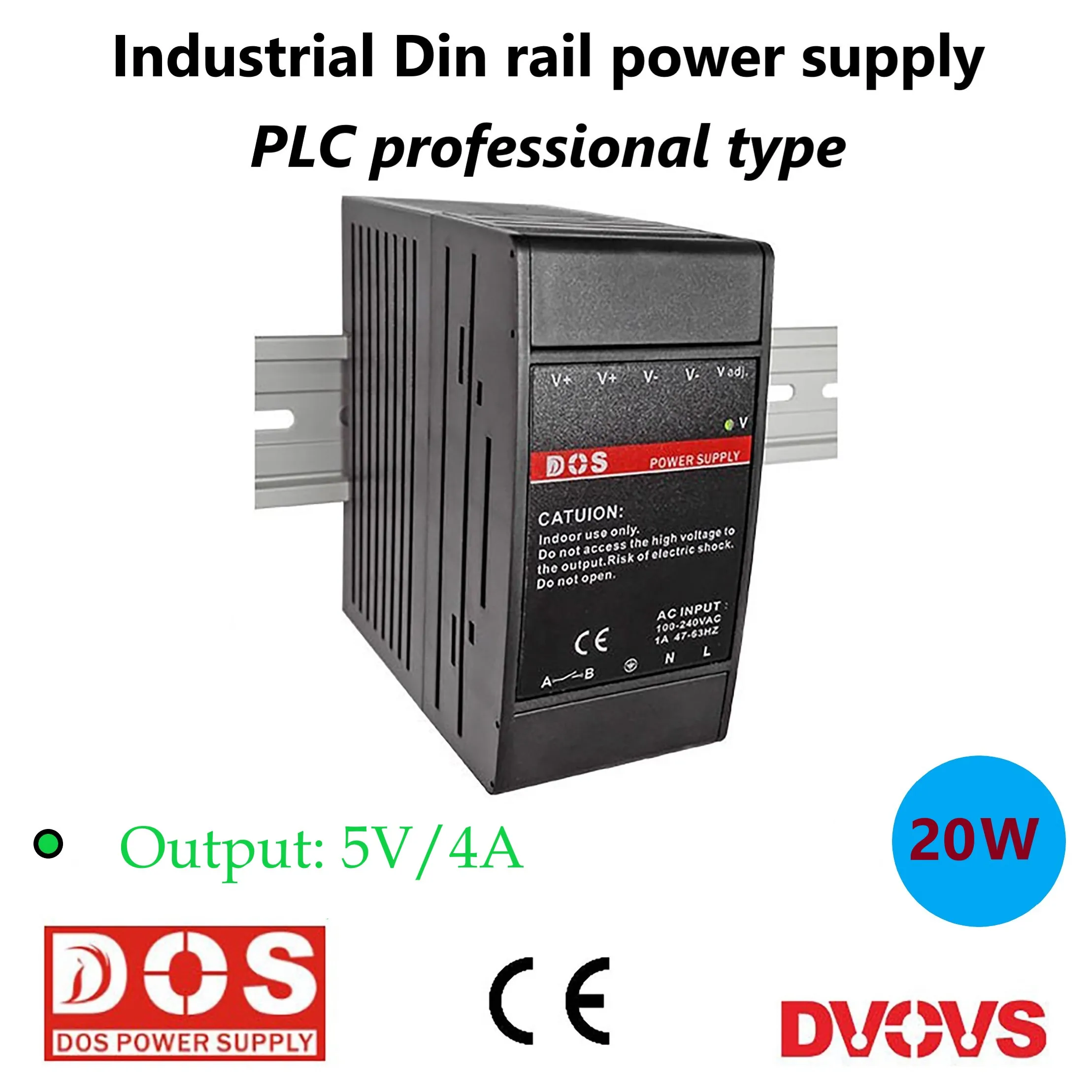 

5V/4A 20W Professional PLC Din Rail Power Supply Digital Display Industrial AC-DC Regulated Constant Voltage Stabilized Source