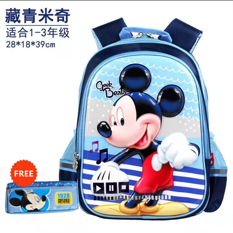 Disney Mickey Minie School Bags For Boys Girls Primary Student Shoulder Orthopedic Backpack Grade 1-4 Kids Gifts Mochila Escolar