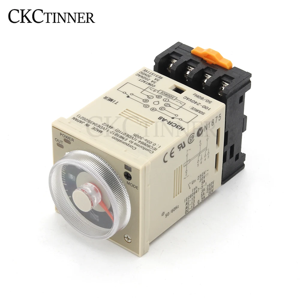 24 220VAC/DC H3CR A8 реле времени 1 2 s до 300 см х 50/60Hz 8PIN с базой Мощность включения и