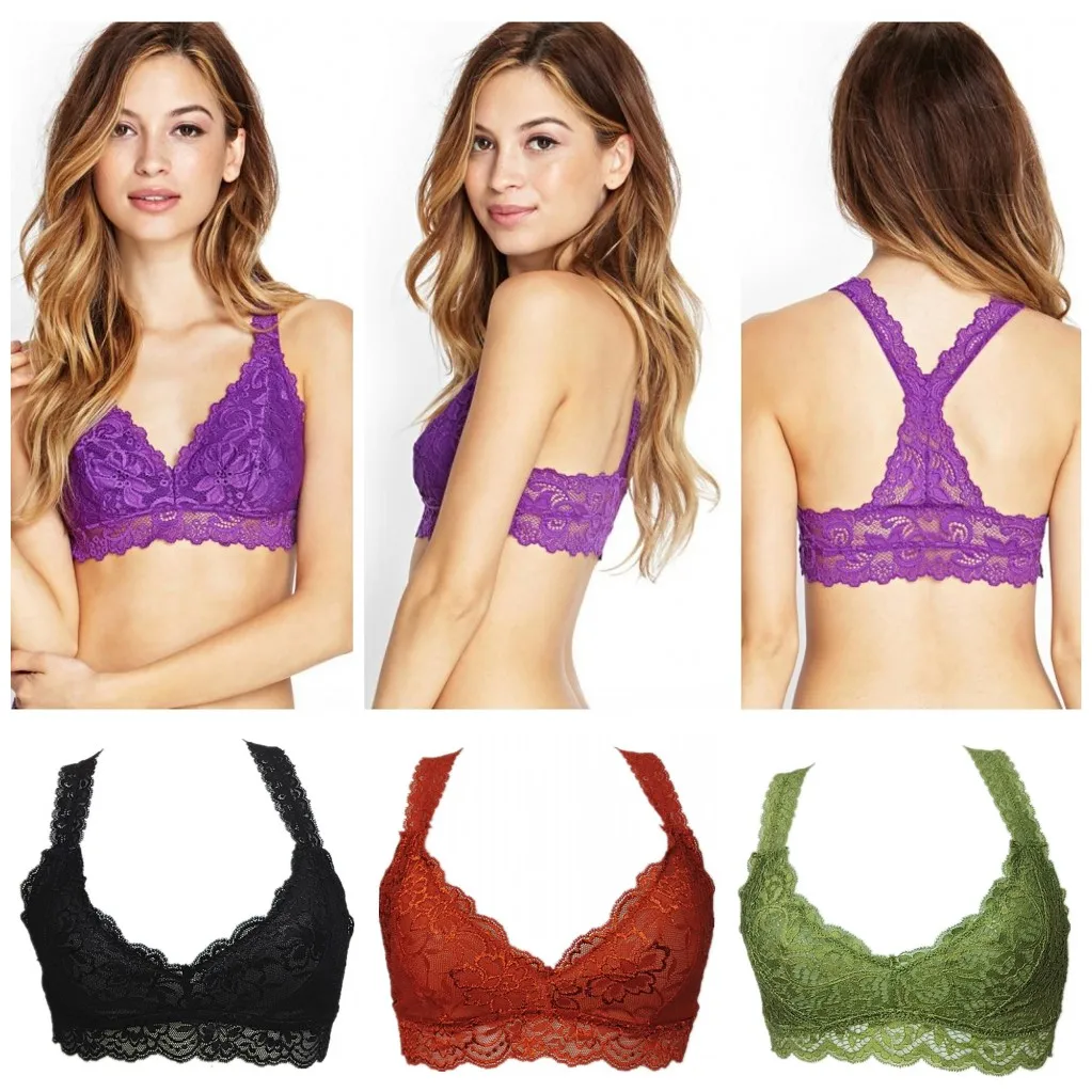 3 шт./упак. Для женщин полный кружевной бюстгальтер укороченный топ на бретелях