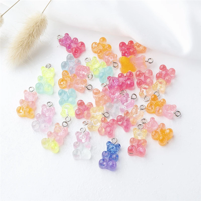 

YEYULIN 100 Pcs Candy Bear Cute Resin Charms DIY Patch Findings Gummy Earrings Keychain Necklace Pendant Jewelry Decor Accessory