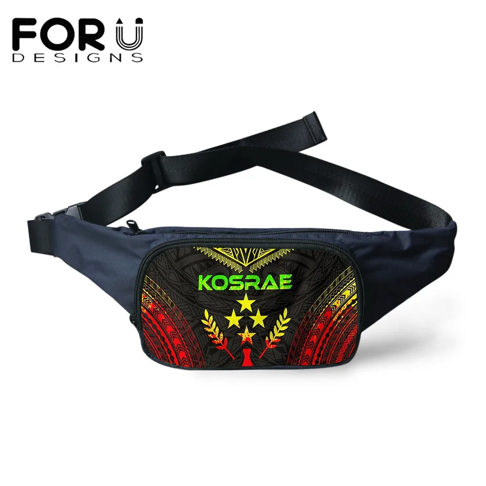 

FORUDESIGNS Kosrae Polynesian Hibiscus Leaf Printed Fashion Travel Belt Waist Pack Bag Tribal Design Pouch Funny Pack for Women