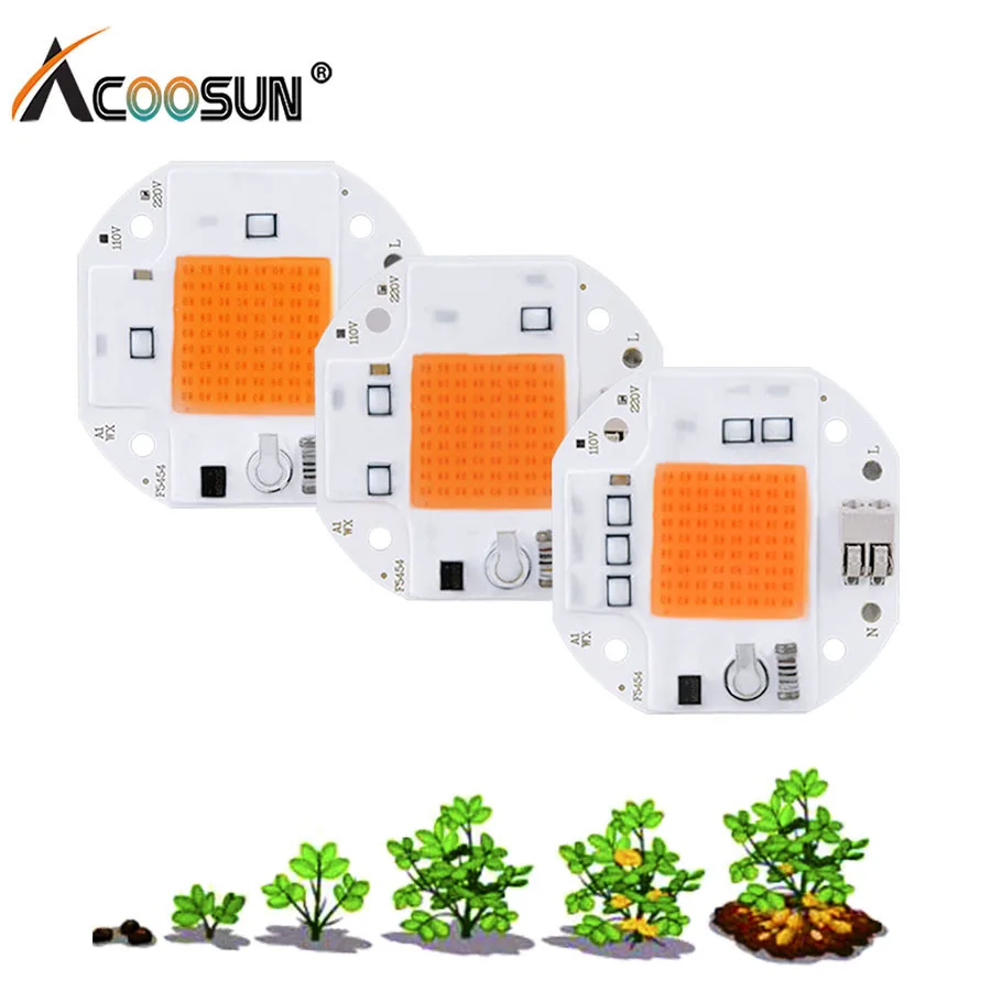 

Cob светодиодный чип-диод 50 Вт 30 Вт 20 Вт сварки Бесплатная светодиодный COB чип для растений, растущие палатки 220V 110V растут светильник полный сп...