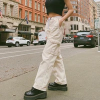 b toto tide brand retro white loose straight wide leg jeans womens trendy ins was thin 2021 new fashion