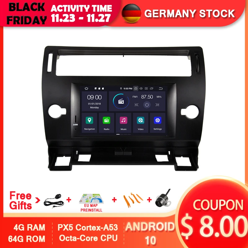 AVGOTOP Android 10 авто радио для CITROEN C4 MP3 MP4 навигация автомобиля GPS