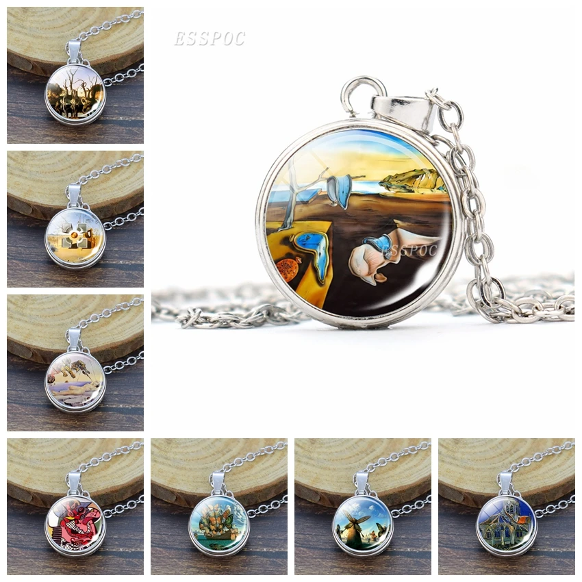 Серебряное ожерелье с пуговицами и изображением салварды дали бижутерия со