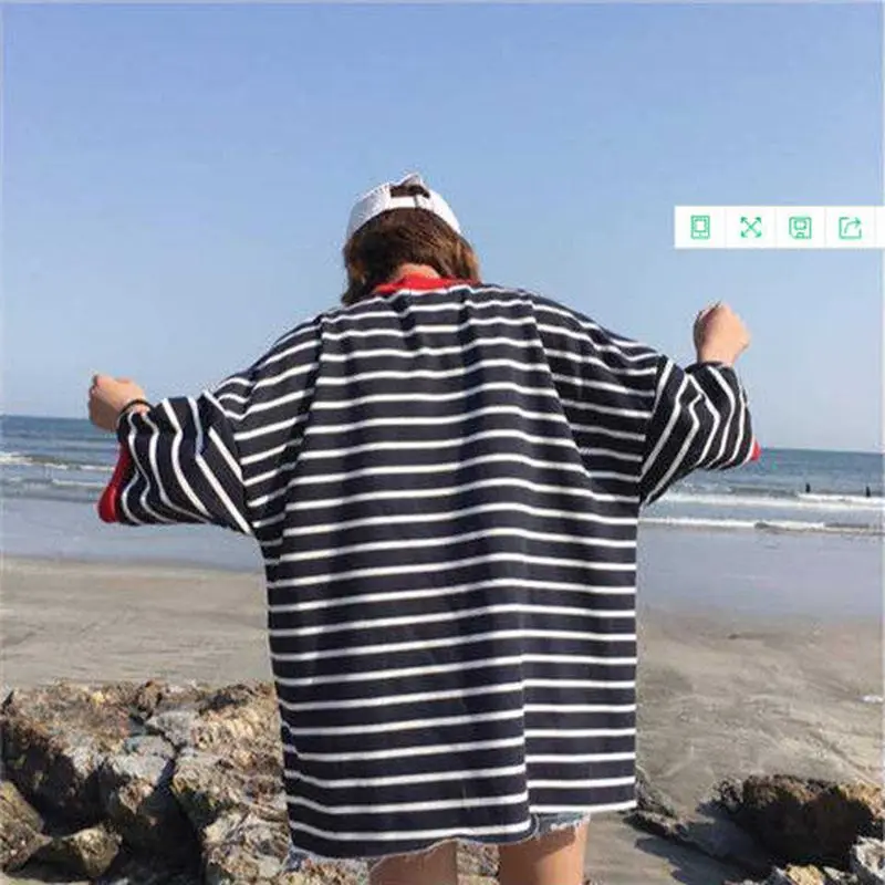 

T-shirt Female Harajuku Style New Han Fan Loose Slim Sleeves Printed Long-sleeved Top T Shirt For Women Y2k Aesthetic