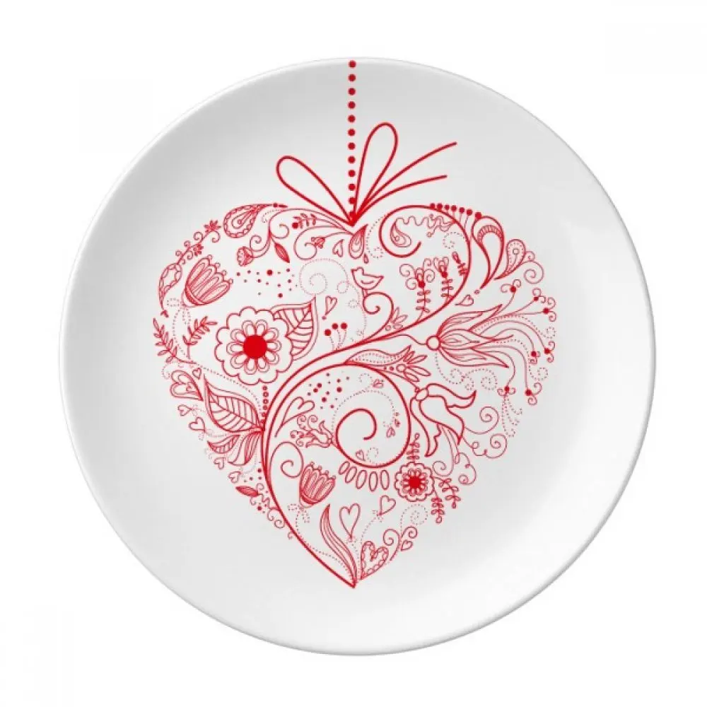 

Flowers Vines Valentine's Day Red Dessert Plate Decorative Porcelain 8 inch Dinner Home