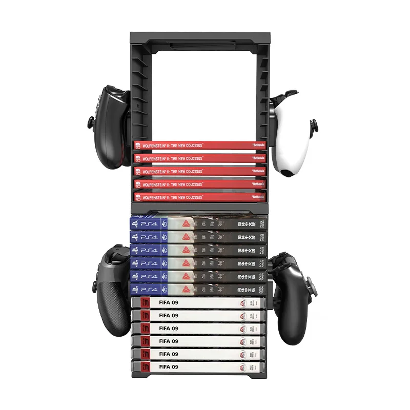 

Games Disc Storage Case CD Stand Holder Maximum Hold 24 Games 4 Controller For PS4/PS5/Xbox Series X/S/Nintendo Switch/Xbox One