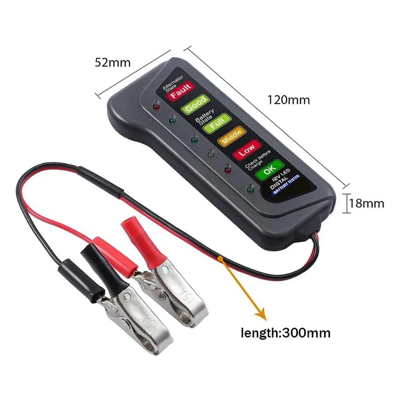 Автомобильный Батарея тестер 6 светодиодный индикаторы цифровой 12В мульти