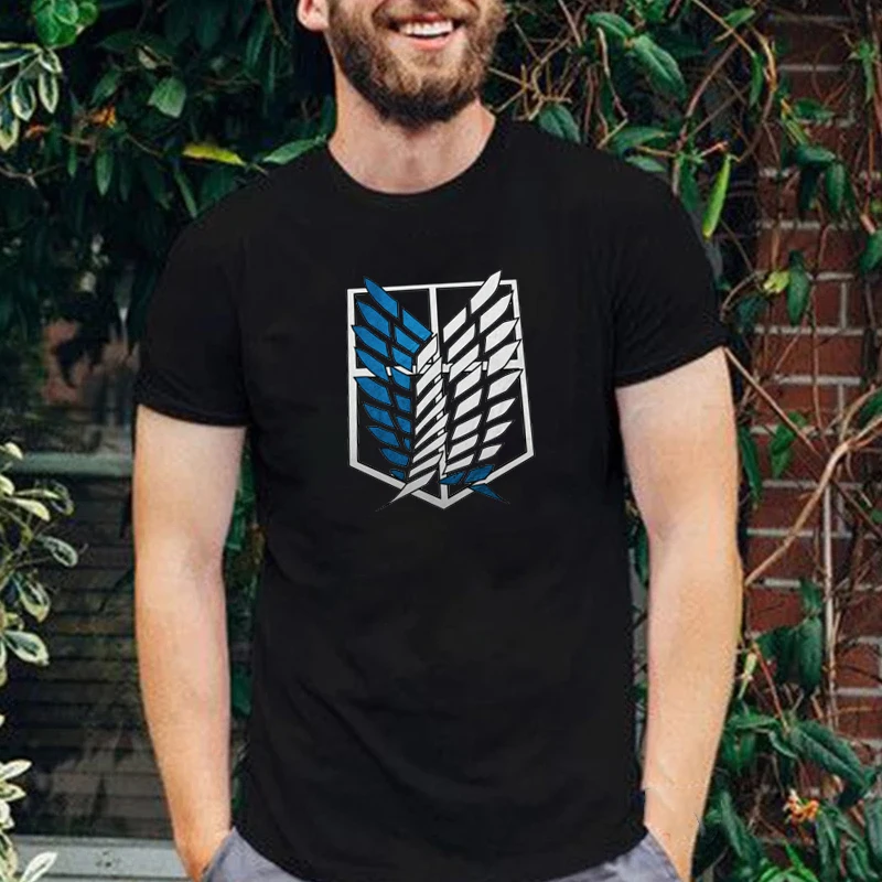 

2021 Popular Anime Attack on Titan Survey Corps Tees Traight Outta Titan Graphic Printed Top Casual Fashion Cotton T Shirt