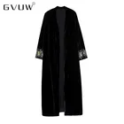 GVUW 2022 Элегантный вышитый кардиган ветровка пальто женское Весна Осень черный бархатный длинный Тренч пальто ZH603