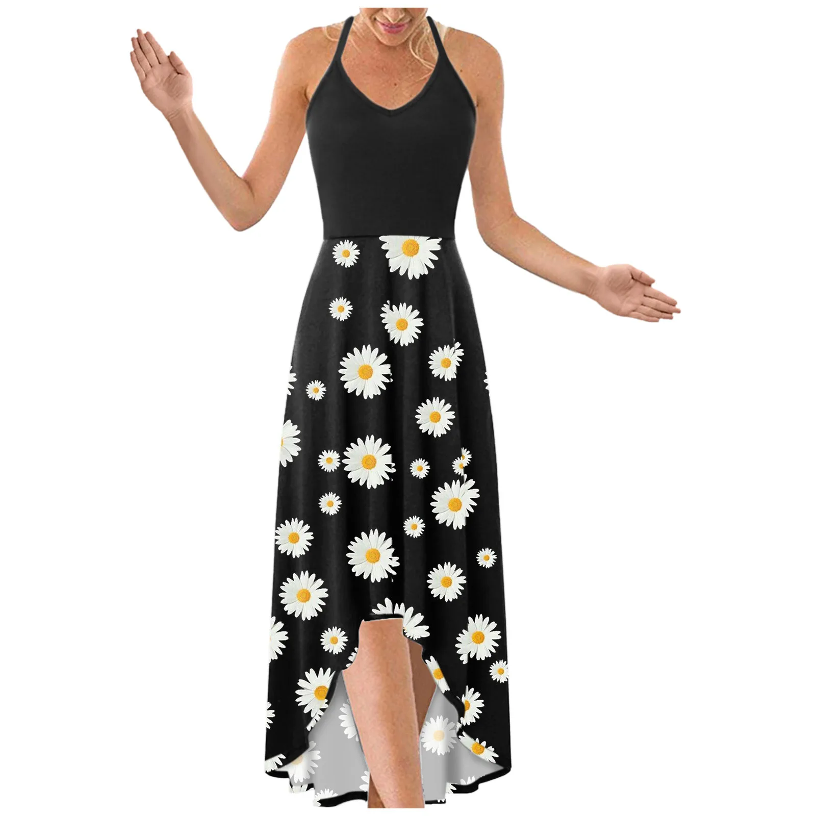 

Women's Long Dress Sleeveless Casual Floral Printing Beach Long Maxi Loose Dress Woman sleeveless suspender print dress