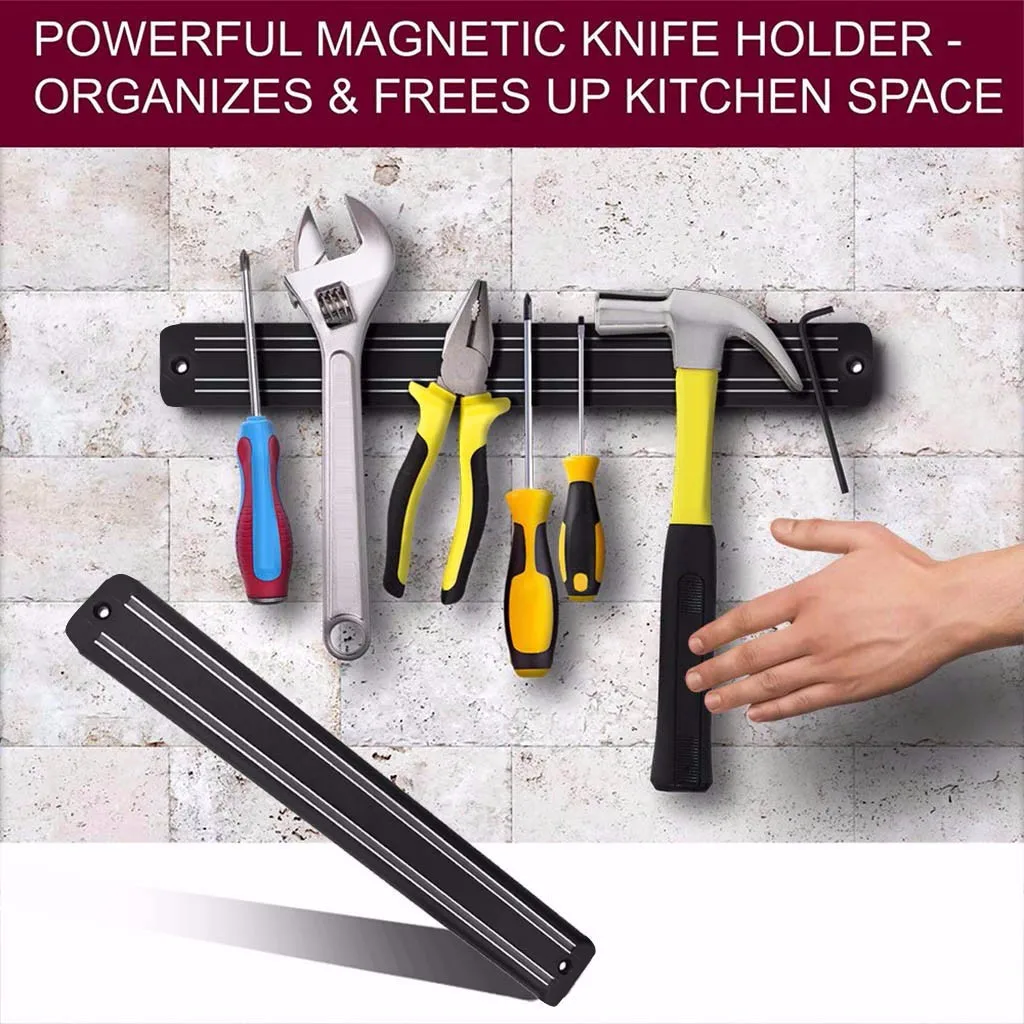 

Magnetic Wall Mounted Kitchen Knife Magnet Bar Holder Display Rack Strip 33cm Kitchen Storage Organizer Stand For Knives