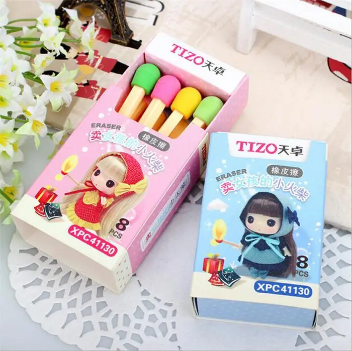 

8 pcs/box Cute Kawaii Eraser Rubber Erasers for Kids Students Gifts School Office Supplies Korean Stationey Accessories