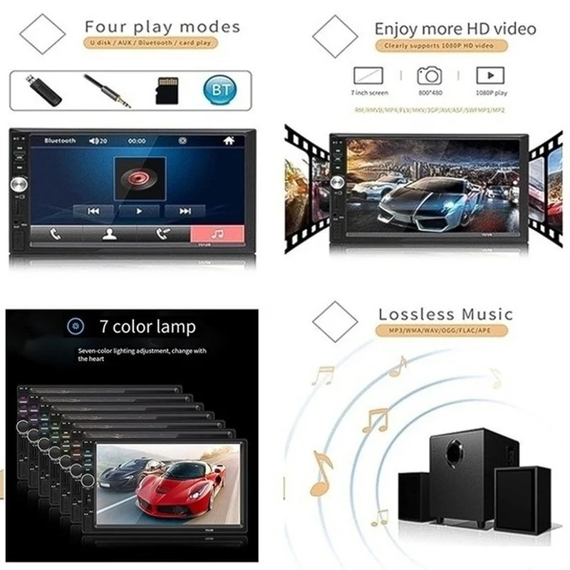 Автомагнитола MP5 7018B стерео система 2 Din с сенсорным ЖК экраном 7 дюймов Bluetooth AUX