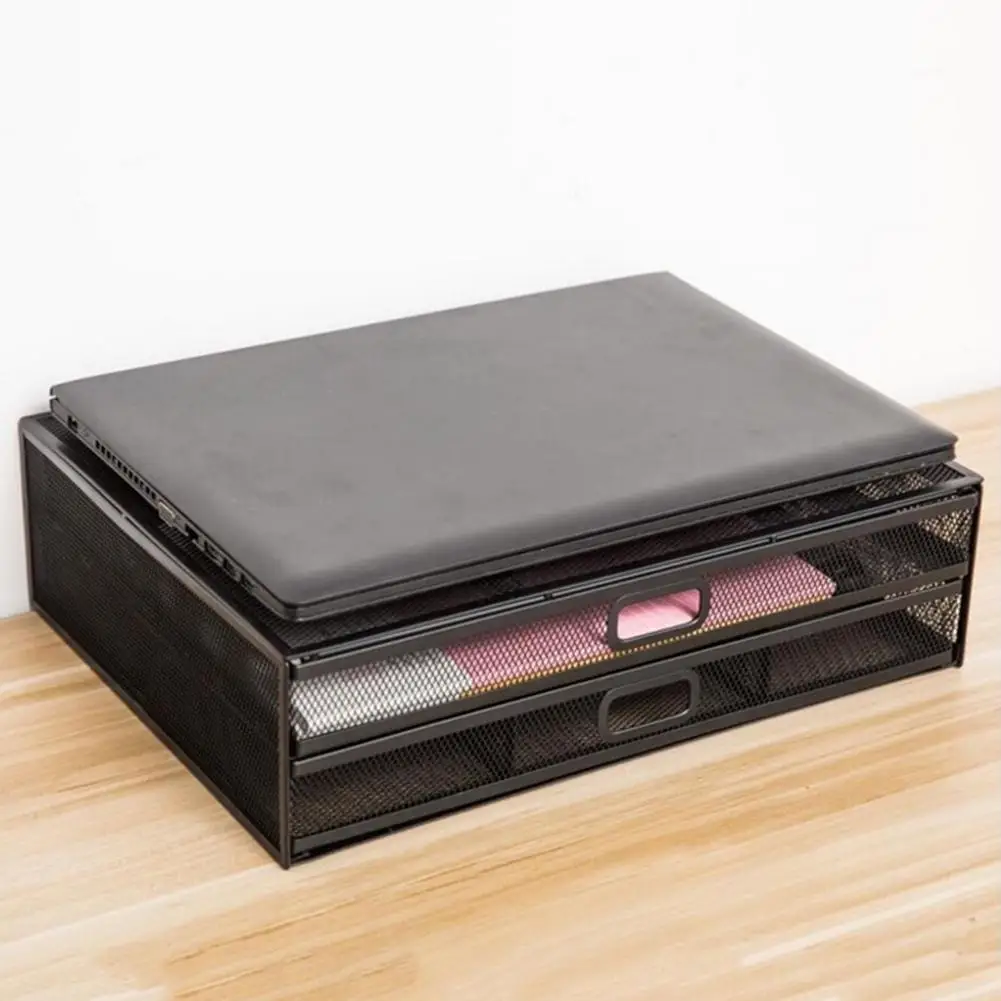 Стойка для монитора с ящиком-металлическая сетка стола органайзер двойным