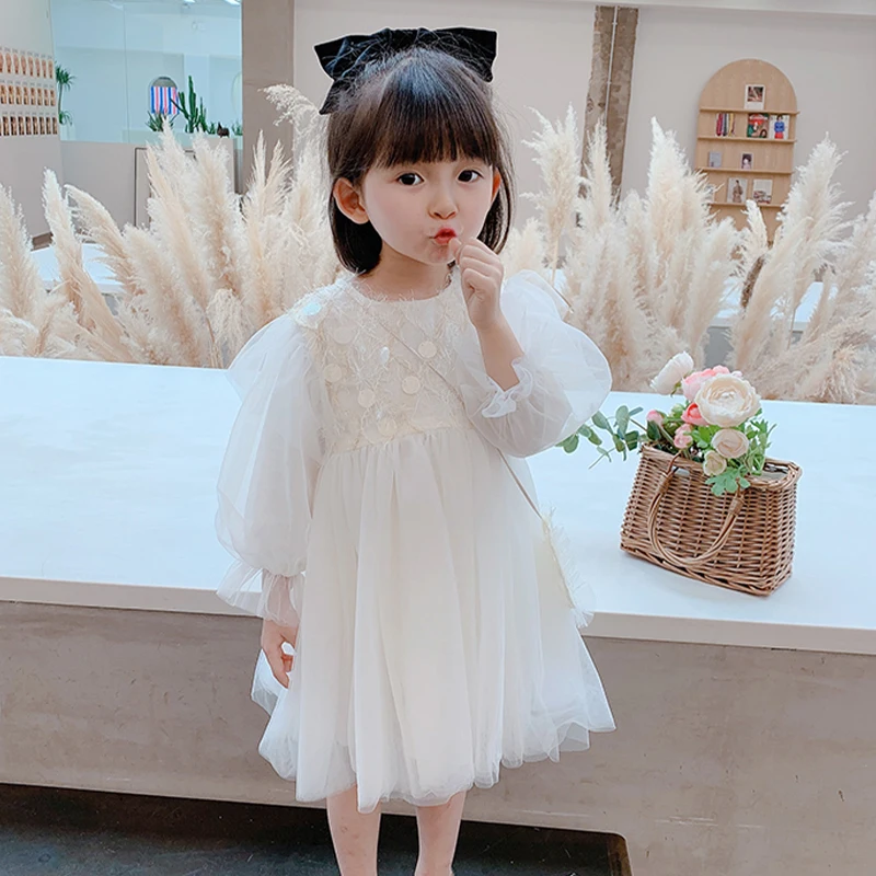 

HE Hello Enjoy Baby Girl Veil Dress Spring Clothing Childrenswear Little Girl Fashionable Graceful Gauze Skirt Princess Dress