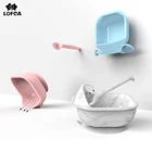 Силиконовая миска для кормления младенцев LOFCA, 1 комплект, посуда, Водонепроницаемая силиконовая ложка для пищевых продуктов, Нескользящая силиконовая посуда без БФА для младенцев